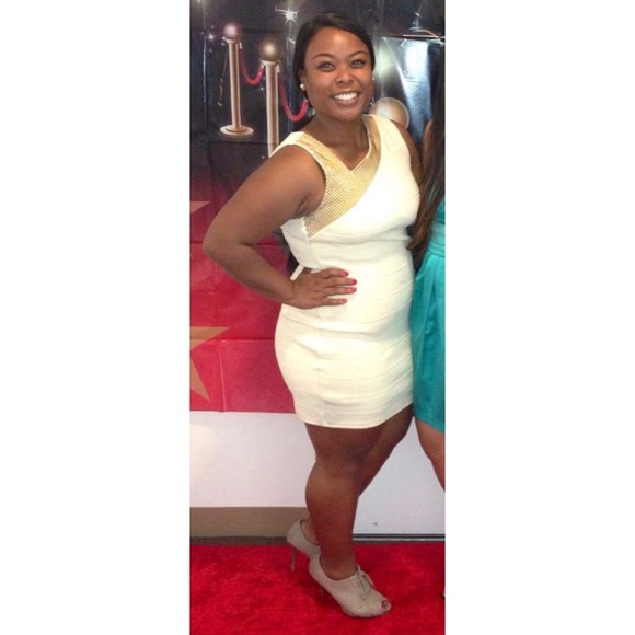 Forever 21 white & gold bodycon dress - Picture 5 of 6